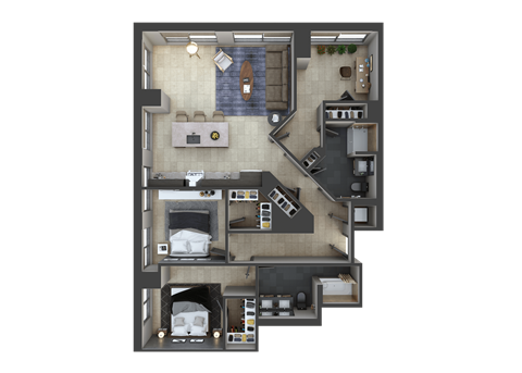 Floor plan for 3 beds, 2 baths, 1341 sqft